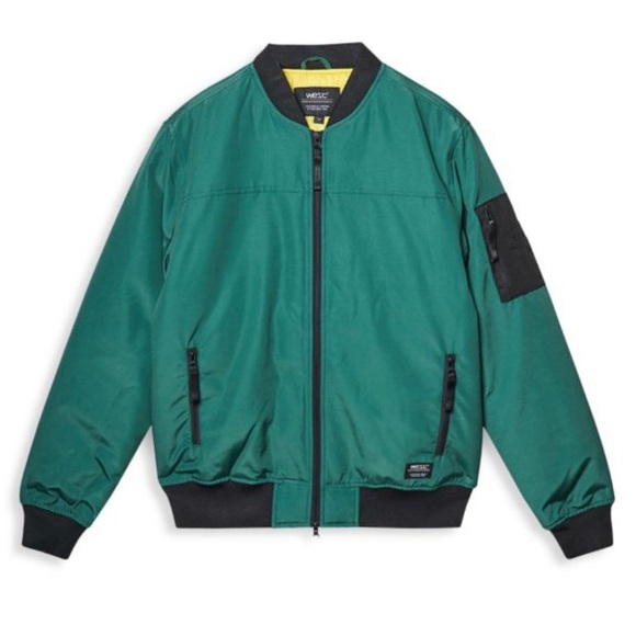 NEW WESC wasted youth logo print bomber jacket in green - Picture 6 of 11